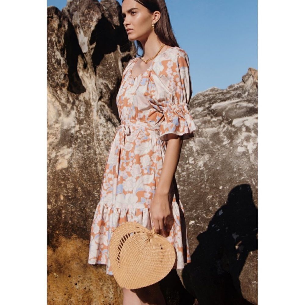 NWT Ephemera Woodstock Zeppelin Cotton Poplin Dress Size XS/S